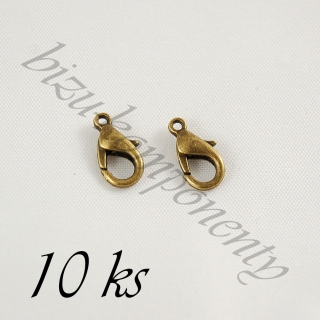 Karabinka bronzové barvy 12mm - 10ks