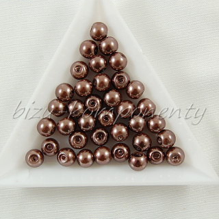 Hnědé voskované perle 6mm 40ks