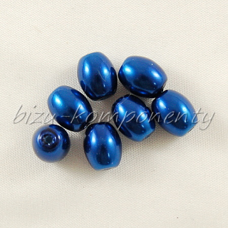 Tmavě modré voskované perle 10x8mm 7ks