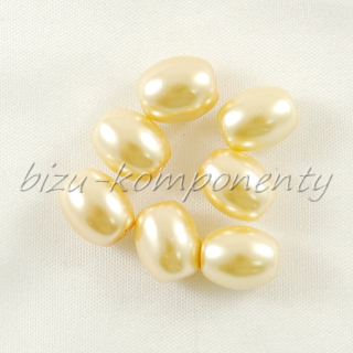 Zlatavé voskované perle 10x8mm 7ks