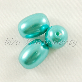 Modrozelené voskované perle 17x13mm 3ks