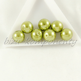 Voskované perle, zelená barva 12mm 5ks