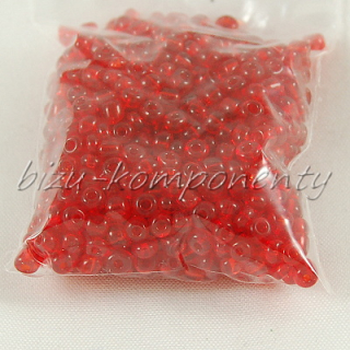 Červený lesklý rokajl 3mm 20g