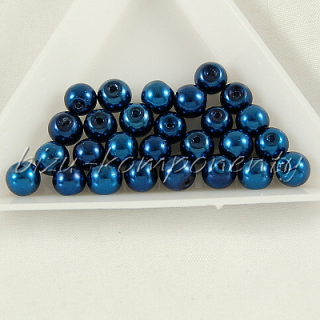 Tmavě modré voskované perle 6mm 40ks