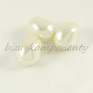 Spirálové voskované perle smetanová barva - tři plošky 15x12mm 