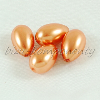 Zlatooranžové voskované perle, kapka  15x10mm 