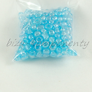 Světle modrý lesklý rokajl 4mm 20g