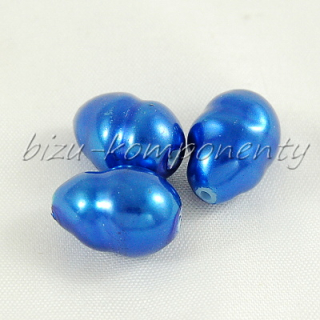 Modré spirálové voskované perle, kapka  14x10mm 
