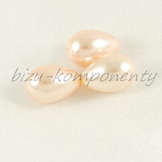 Světlé růžovo žluté voskované perle - kapka 10x8mm 10ks