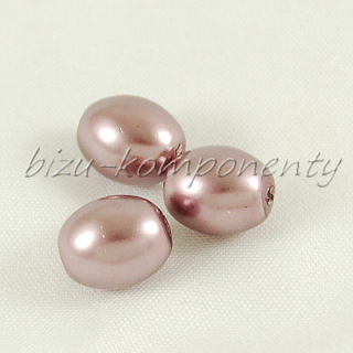 Růžovo fialové voskované perle - soudek 10x8mm 7ks