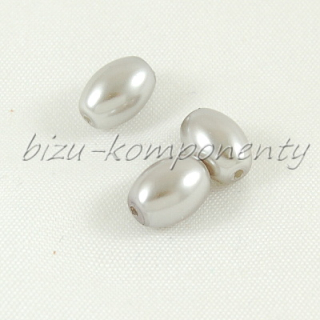 Šedé voskované perle - olivky, 8x6mm 15ks