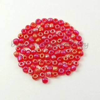 Červený lesklý rokajl 4mm 20g