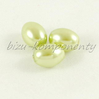 Žluto zelené voskované perle - olivky, 10x7mm 10ks