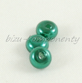 Tmavě zelené voskované perle - zploštělé, 5x3mm 20ks