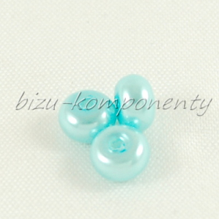 Světle modré voskované perle - zploštělé, 5x3mm 20ks