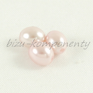 Světle růžové voskované perle - olivky, 7x5mm 20ks