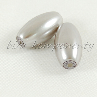 Stříbrošedé voskované perle 18x10mm 1 ks