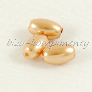 Voskované perle - olivky, zlatá barva 7x4mm 15ks