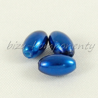 Modré voskované perle - olivky,  7x4mm 15ks