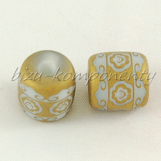 Keramický korálek, váleček s pokovením, zlatá barva12x11mm 