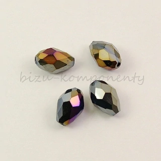 Duhový korálek kapka s odleskem 12x8mm, 5ks