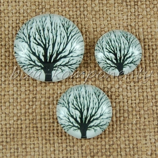 Skleněný kabošon strom 2, 14 mm