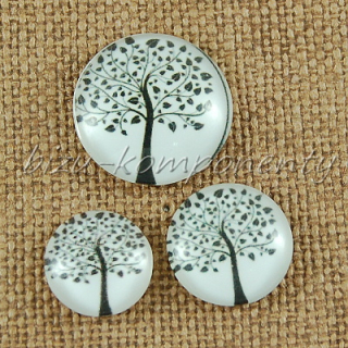 Skleněný kabošon strom 1, 18 mm