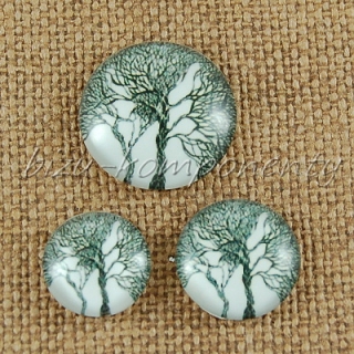 Skleněný kabošon strom 3, 14 mm