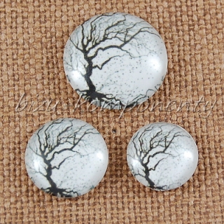 Skleněný kabošon strom 10, 18 mm