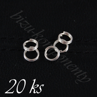 Dvojitý spojovací kroužek stříbrné barvy - 5mm - 20ks