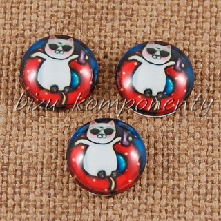 Skleněný kabošon kočička, 12 mm