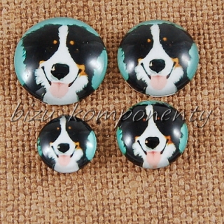 Skleněný kabošon hlava psa 4, 14 mm