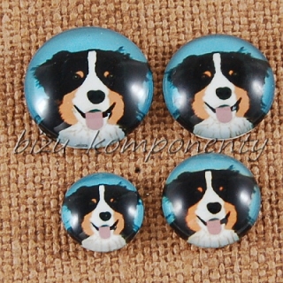 Skleněný kabošon hlava psa 5, 12 mm