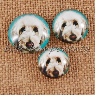 Skleněný kabošon hlava psa 6, 16 mm