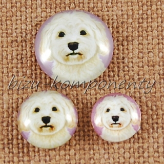 Skleněný kabošon hlava psa 7, 16 mm