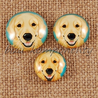 Skleněný kabošon hlava psa 8, 14 mm