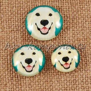 Skleněný kabošon hlava psa 9, 12 mm