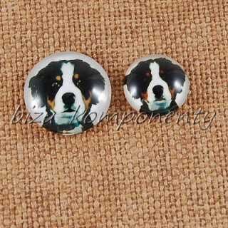 Skleněný kabošon hlava psa 11, 12 mm