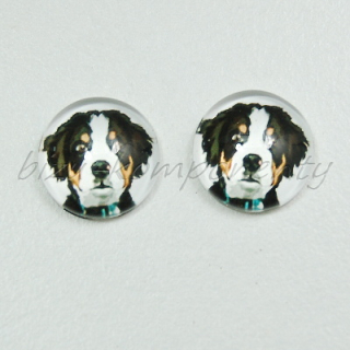 Skleněný kabošon hlava psa, 12mm