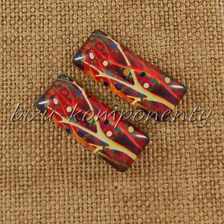 Skleněný kabošon strom 5, 10x25 mm, pár