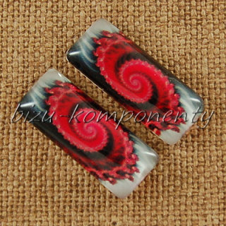 Skleněný kabošon spirála 11 , 10x25 mm, pár
