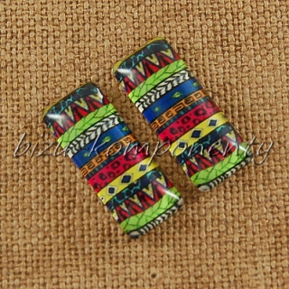 Skleněný kabošon motiv 9 , 10x25 mm, pár