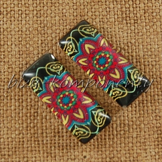 Skleněný kabošon motiv 10 , 10x25 mm, pár