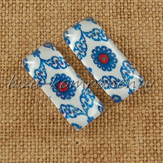 Skleněný kabošon motiv 26, 10x25 mm, pár