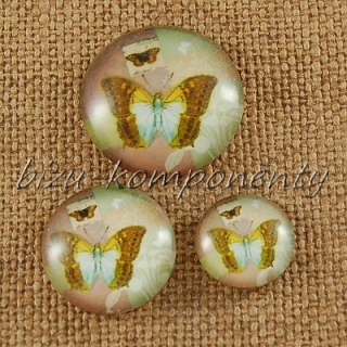 Skleněný kabošon hnědý motýl, 20mm