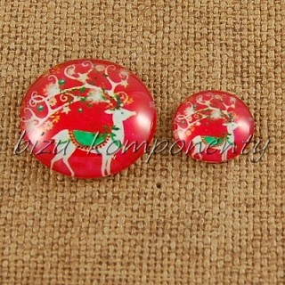 Skleněný kabošon ozdobený sob, 12 mm