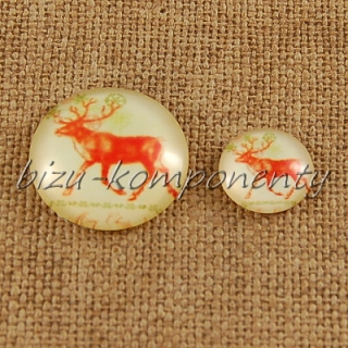 Skleněný kabošon červený sob 2, 12 mm