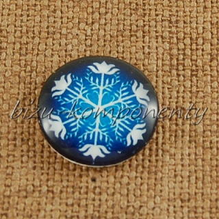 Skleněný kabošon vločka 1 , 18mm