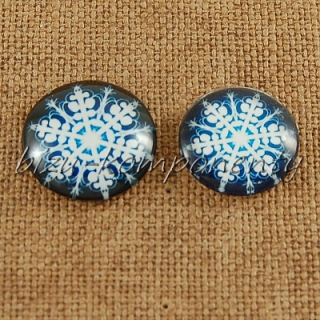 Skleněný kabošon vločka 4, 20mm