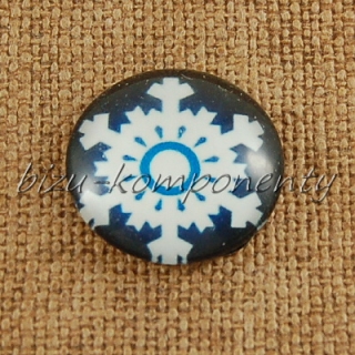 Skleněný kabošon vločka 8, 20mm